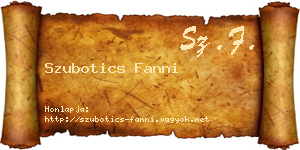 Szubotics Fanni névjegykártya